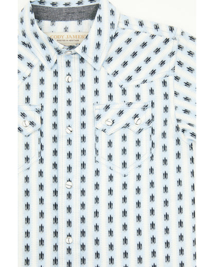 Toddler Boys' Outlaw Pass Striped Print Short Sleeve Snap W White