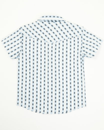 Toddler Boys' Outlaw Pass Striped Print Short Sleeve Snap W White