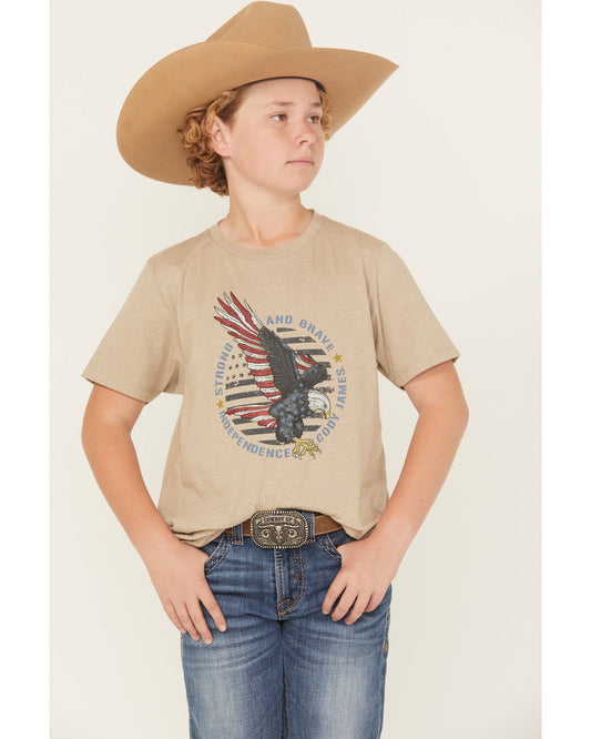 Boys' Hit Strong And Brave Short Sleeve Graphic T-Shirt Tan