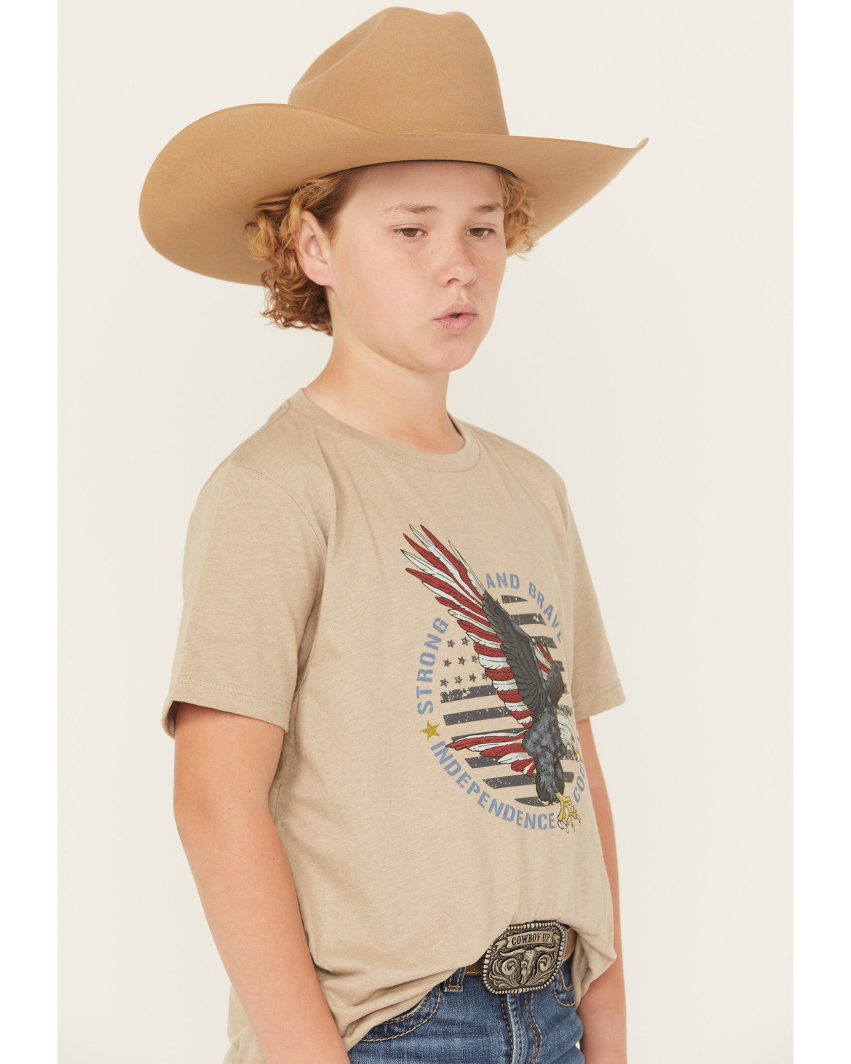 Boys' Hit Strong And Brave Short Sleeve Graphic T-Shirt Tan