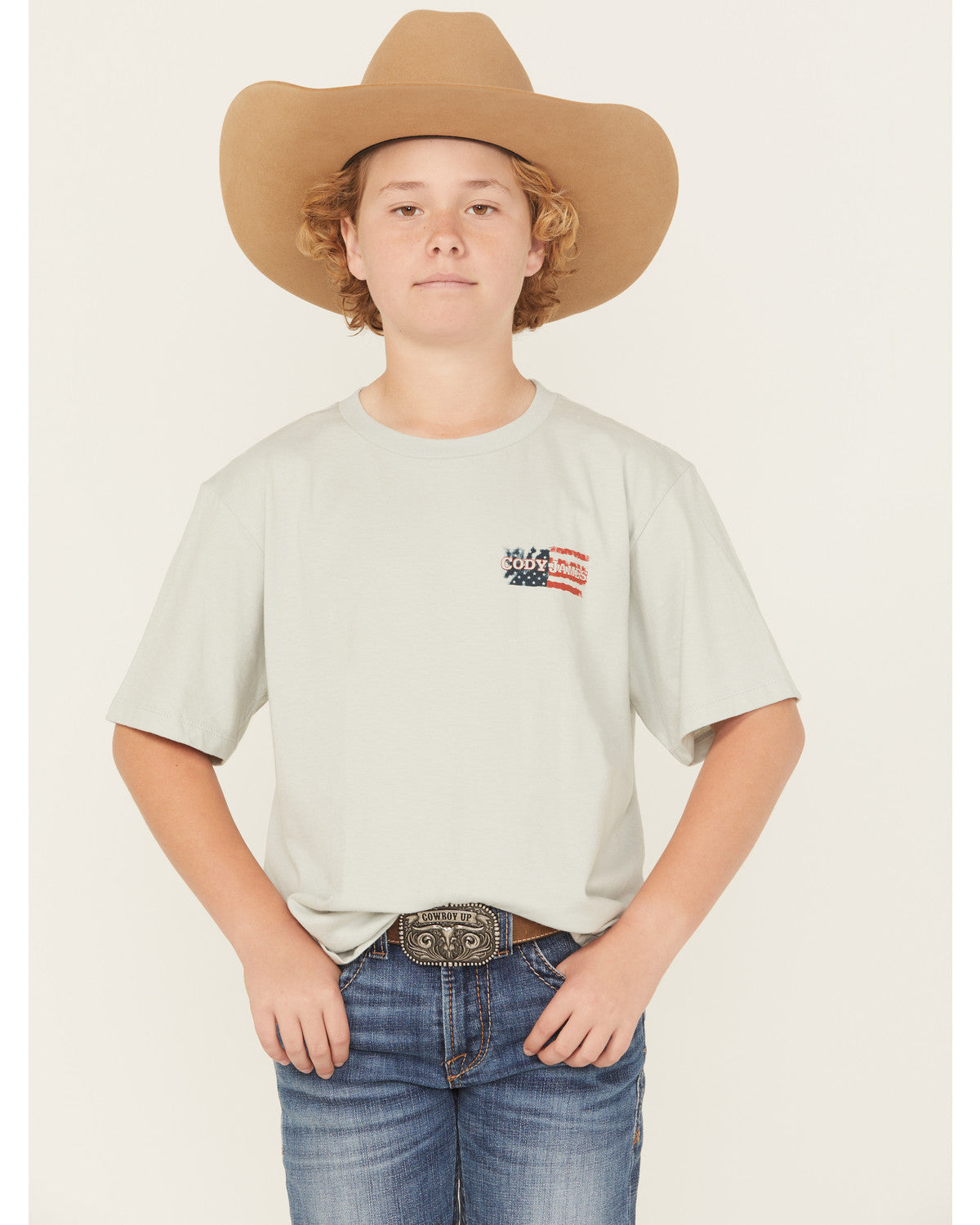 Boys' Rugged Flag Short Sleeve T-Shirt Silver