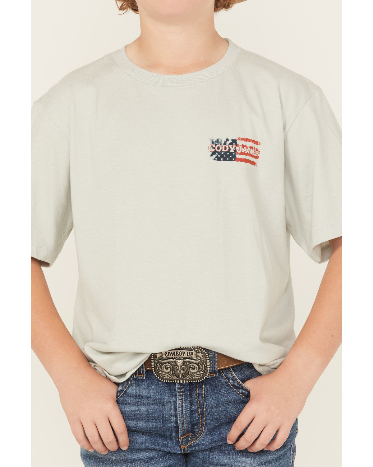 Boys' Rugged Flag Short Sleeve T-Shirt Silver