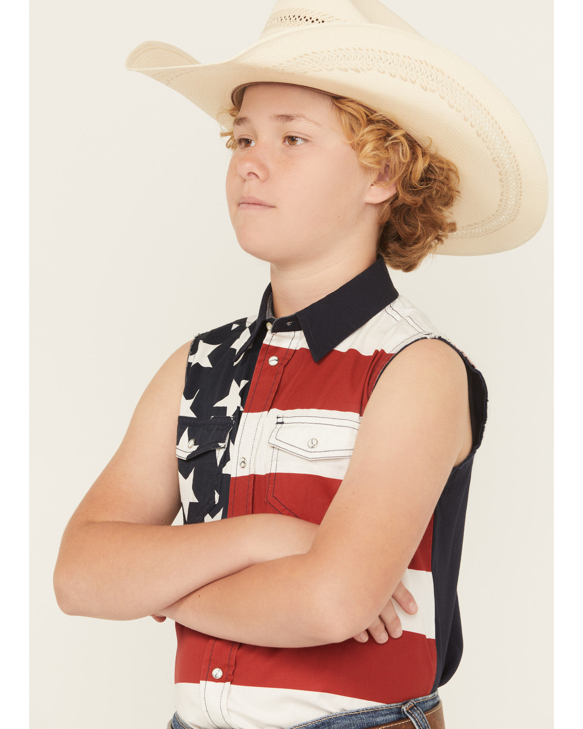 Boys' 2nd Amendment Bubba Sleeveless Snap Western Shirt Red