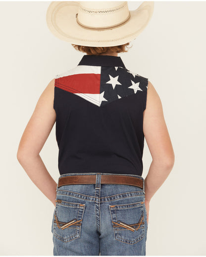 Boys' 2nd Amendment Bubba Sleeveless Snap Western Shirt Red