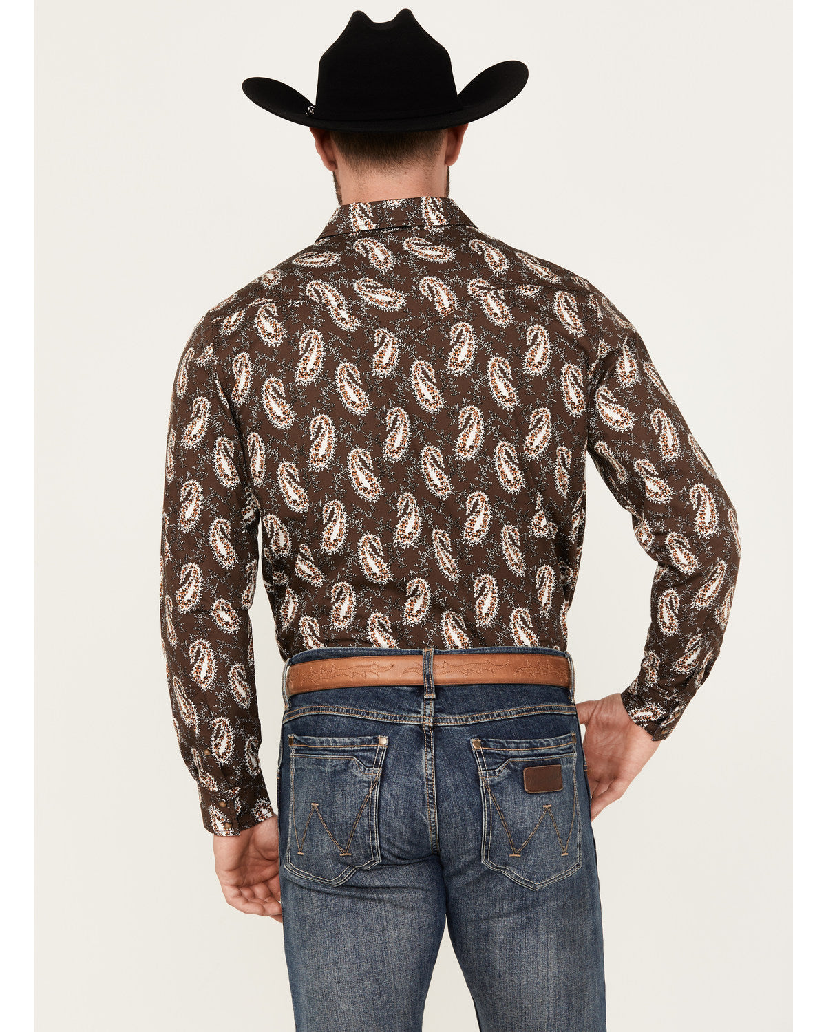 Men's Flea Market Paisley Print Long Sleeve Snap Western Sh Navy