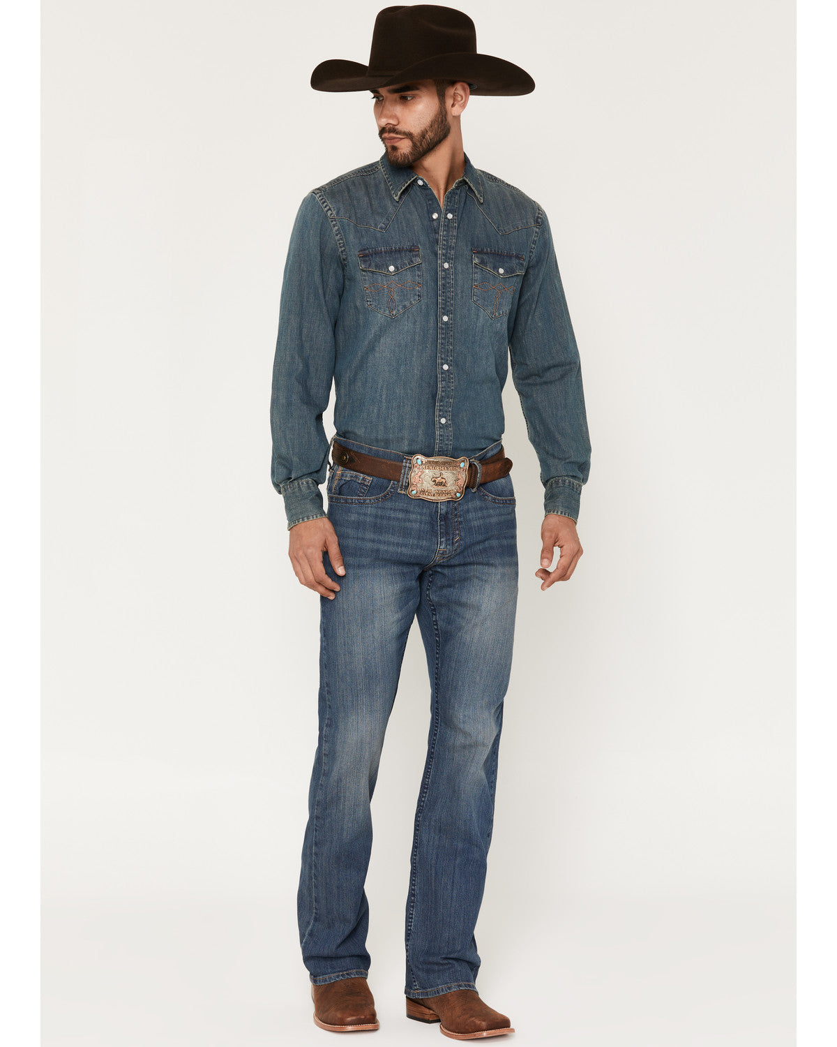 Men's Wolfstooth Wash Duke Relaxed Bootcut Stretch Denim Je Blue