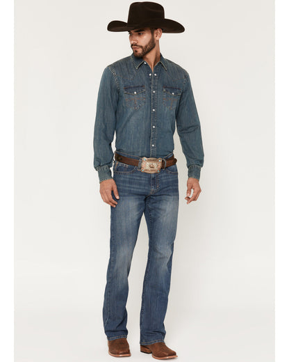Men's Wolfstooth Wash Duke Relaxed Bootcut Stretch Denim Je Blue