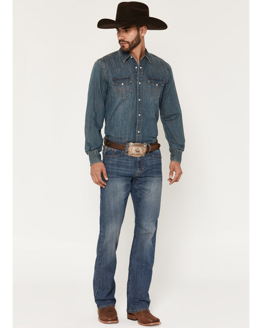 Men's Wolfstooth Wash Duke Relaxed Bootcut Stretch Denim Je Blue