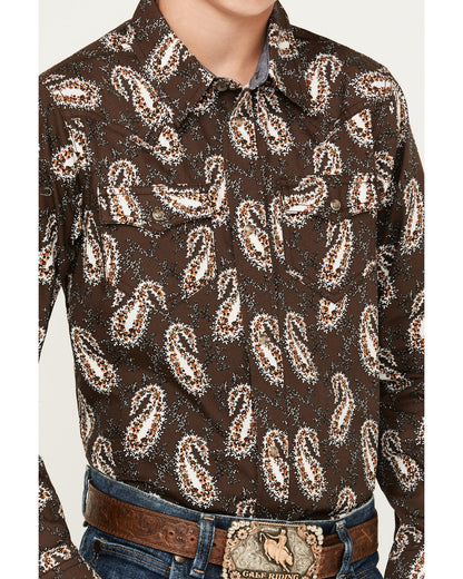 Boys' Flea Market Paisley Print Long Sleeve Snap Western Sh Brown