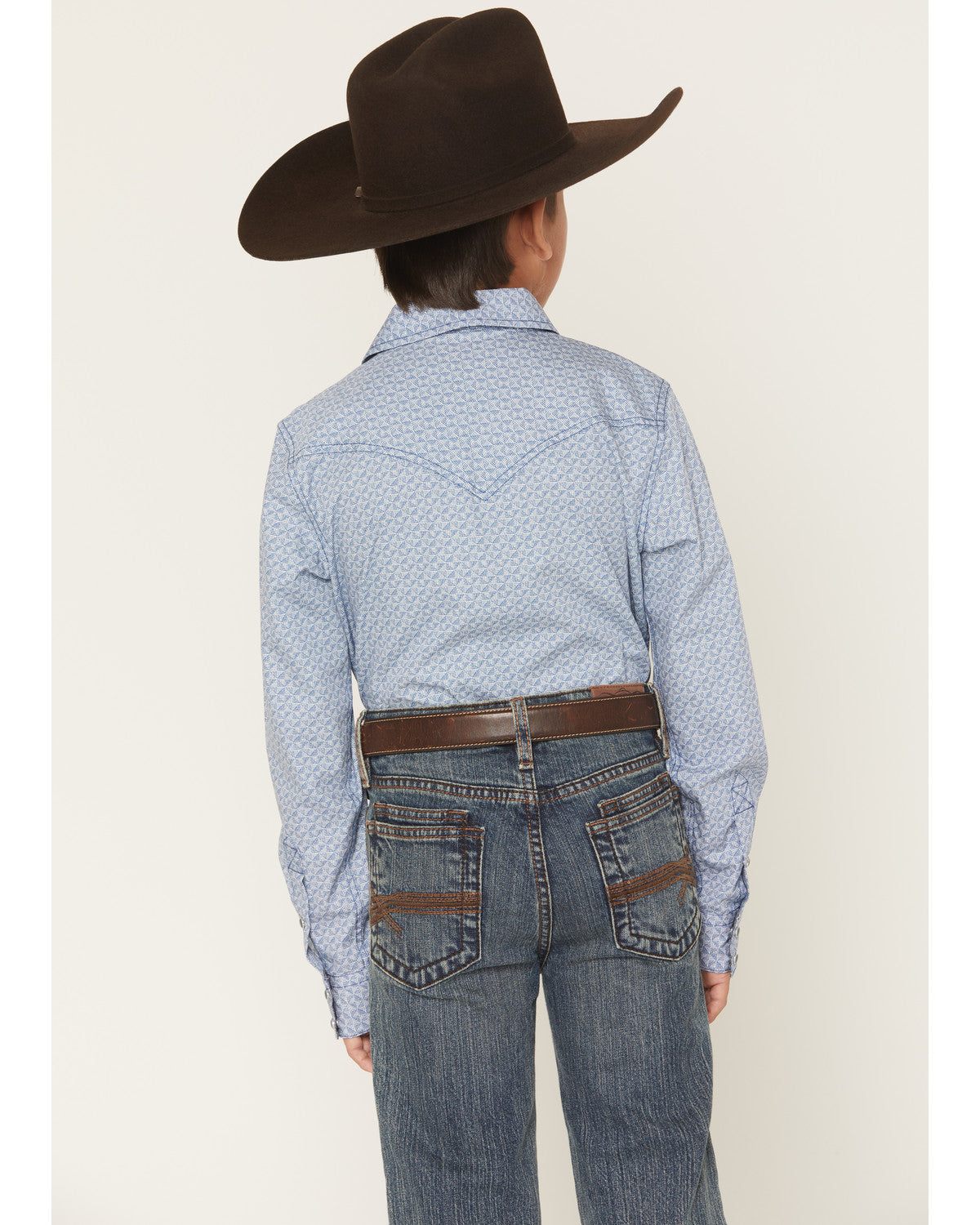 Boys' Coastal Cowboy Geo Print Long Sleeve Snap Western Shi Blue
