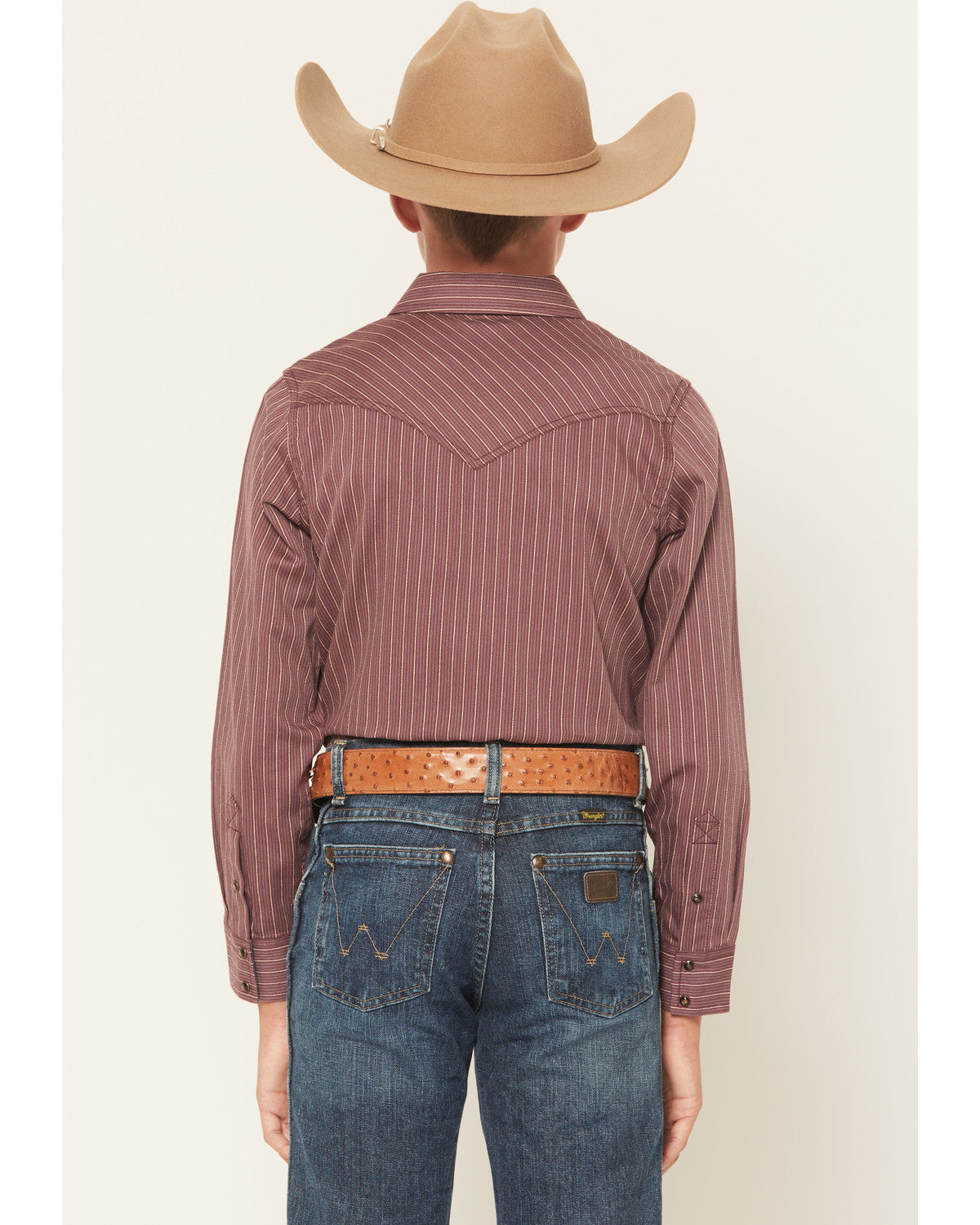 Boys' Everest Peak Striped Print Long Sleeve Snap Western S Burgundy