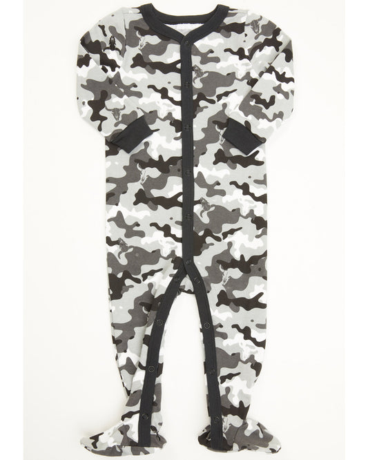 Infant Boys' Printed Jersey Steer Head & Camo Sleep Set Black