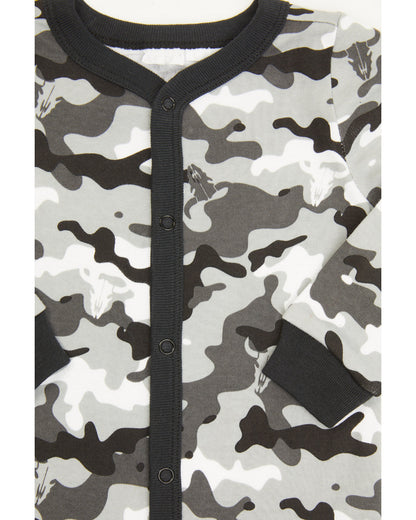 Infant Boys' Printed Jersey Steer Head & Camo Sleep Set Black