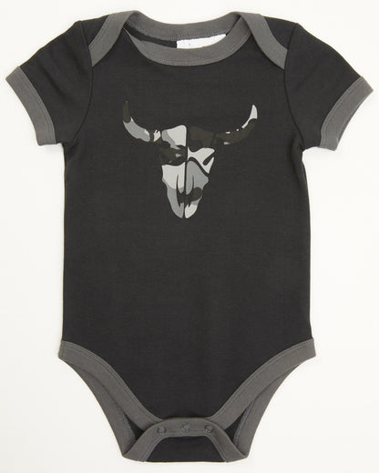 Infant Boys' Printed Jersey Steer Head & Camo Sleep Set Black