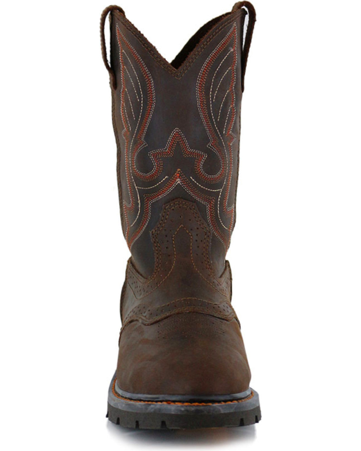 Men's Mustang Western Pull-On Work Boots - Soft Toe Brown