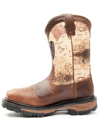 Men's 11" Camo Flag Decimator Work Boot - Composite Toe Brown