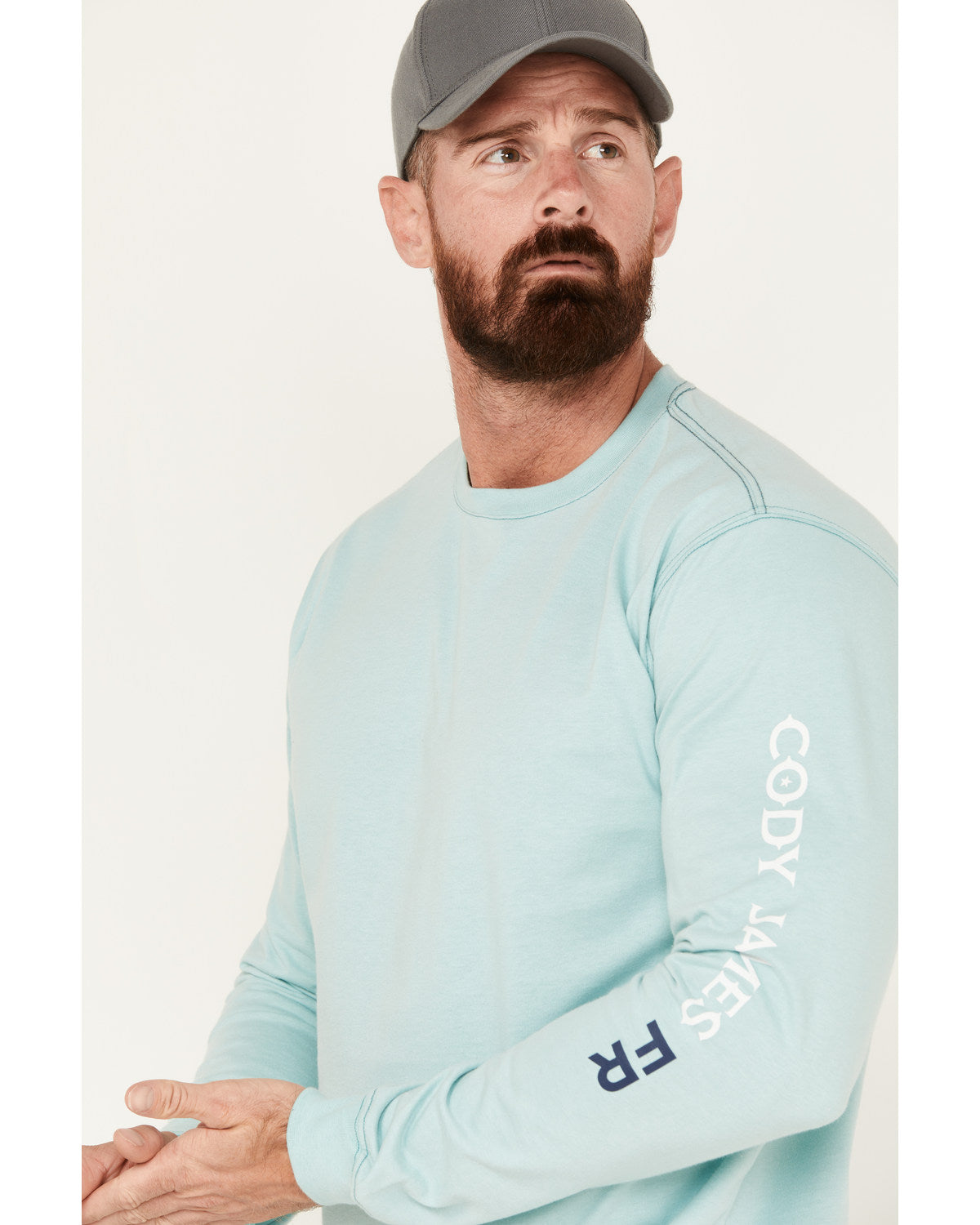 Men's FR Logo Long Sleeve Stretch Work T-Shirt Aqua