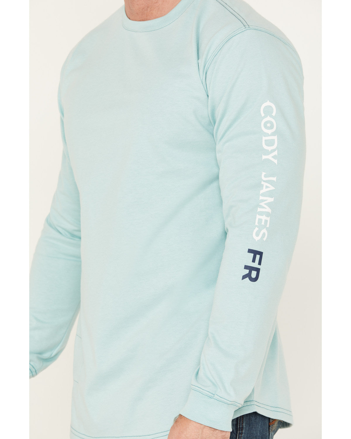 Men's FR Logo Long Sleeve Stretch Work T-Shirt Aqua