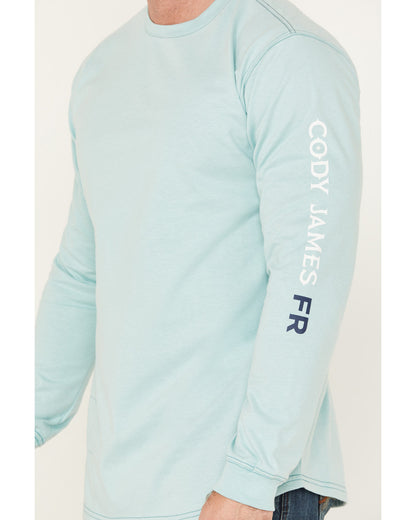 Men's FR Logo Long Sleeve Stretch Work T-Shirt Aqua