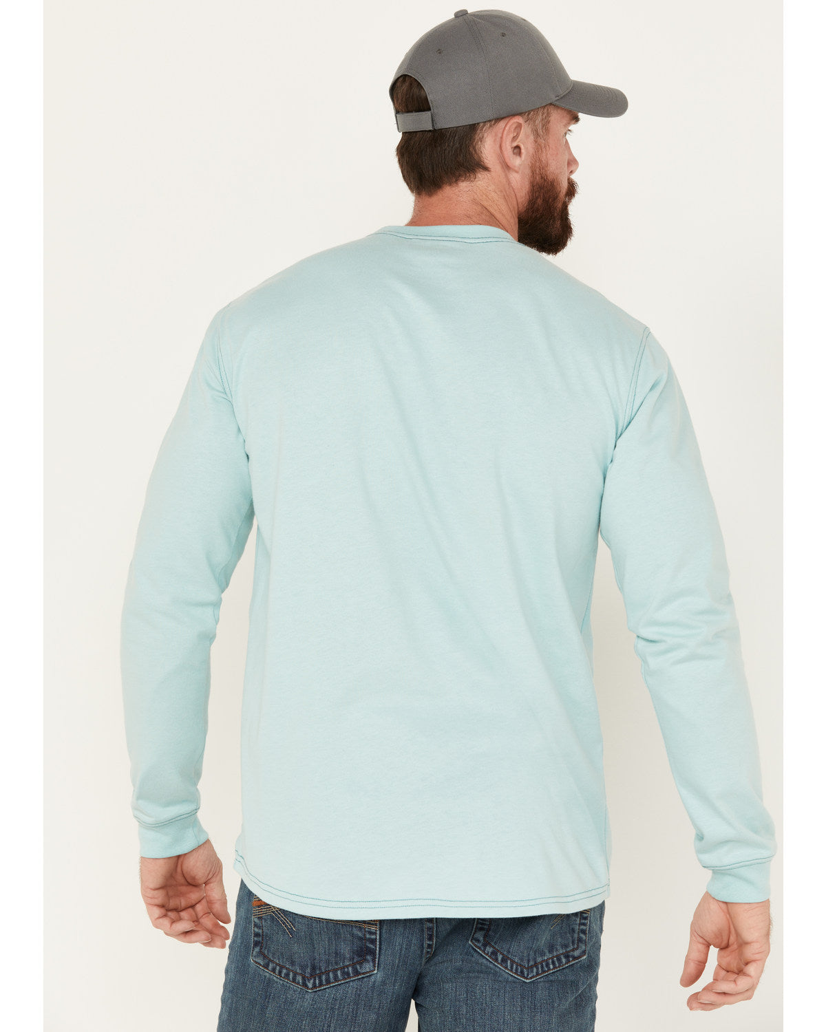 Men's FR Logo Long Sleeve Stretch Work T-Shirt Aqua