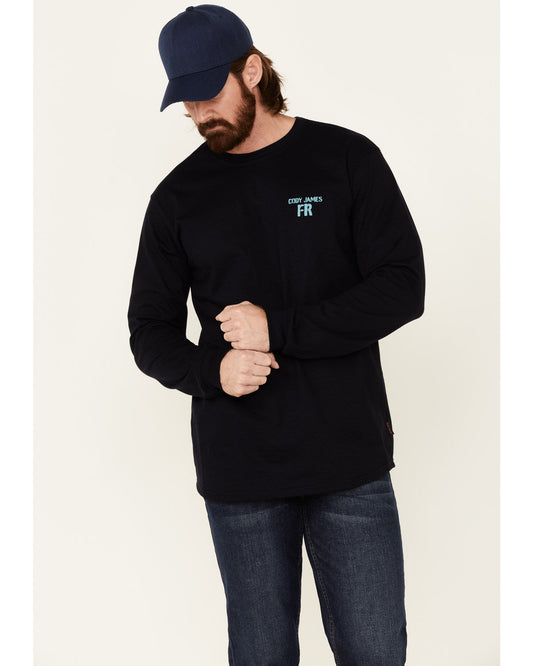 Men's FR Back Graphic Long Sleeve Work T-Shirt Navy