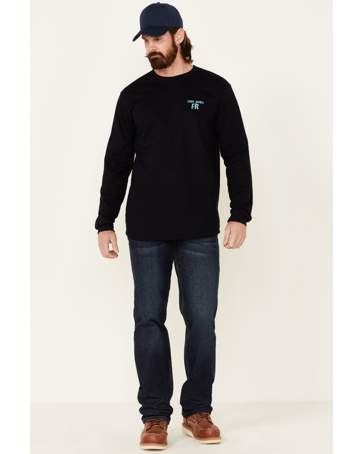 Men's FR Back Graphic Long Sleeve Work T-Shirt Navy