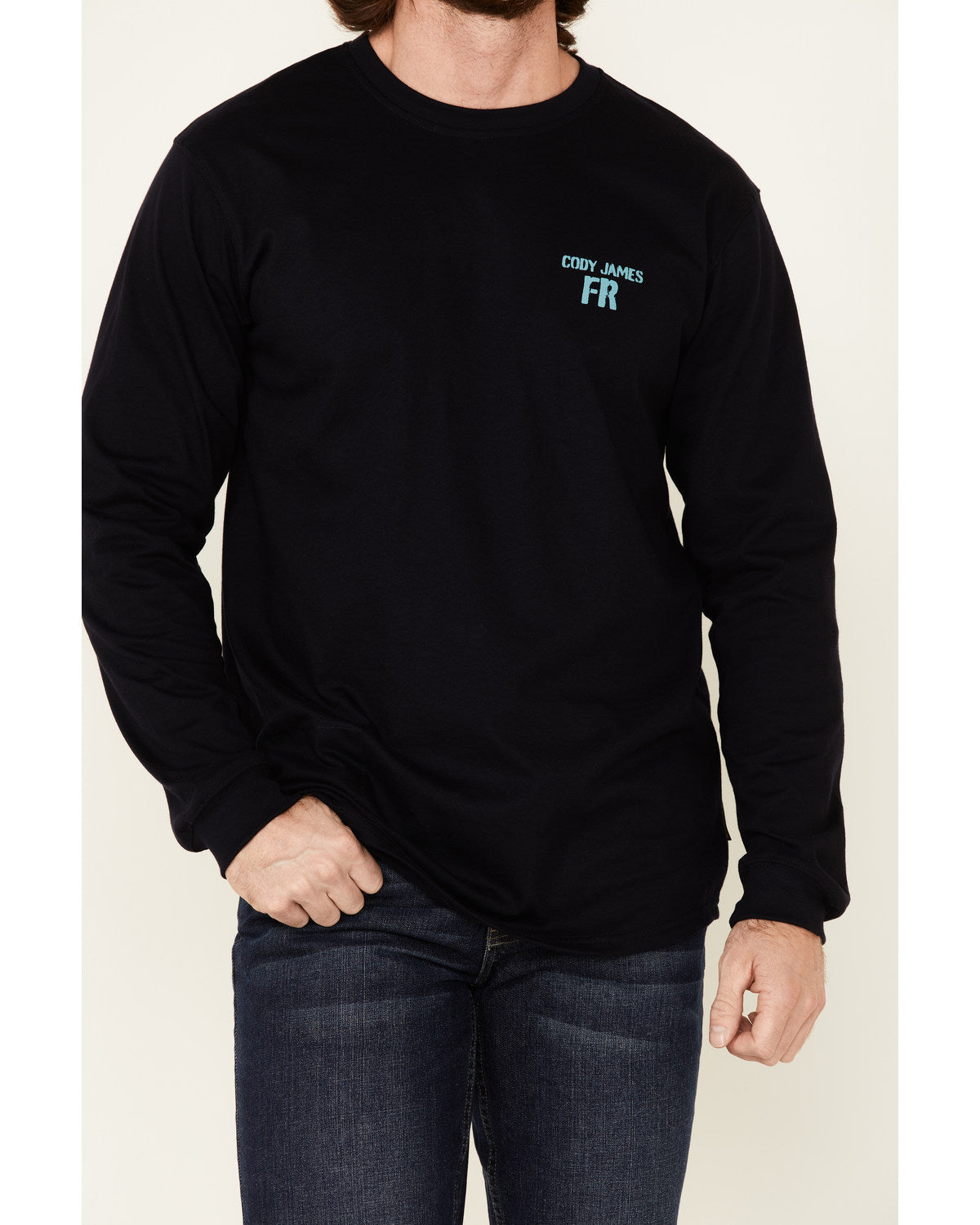 Men's FR Back Graphic Long Sleeve Work T-Shirt Navy