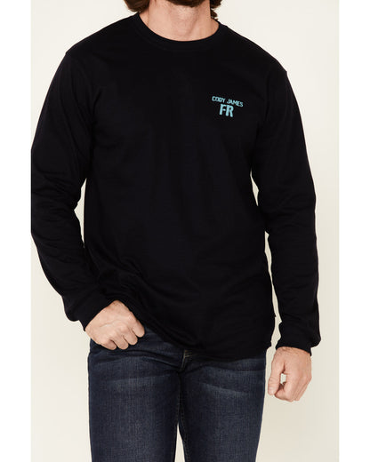 Men's FR Back Graphic Long Sleeve Work T-Shirt Navy
