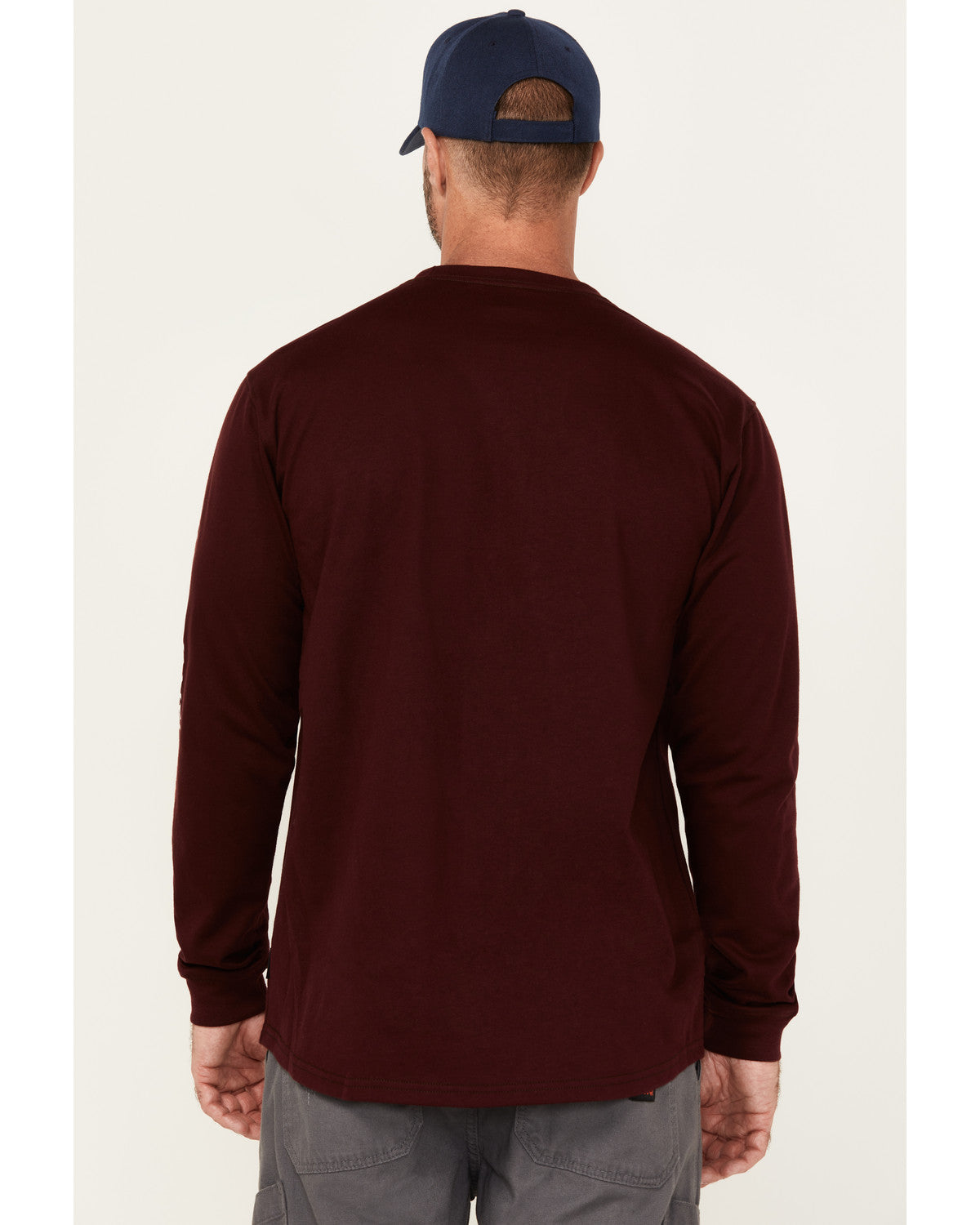 Men's FR Logo Long Sleeve Graphic Work T-Shirt Burgundy