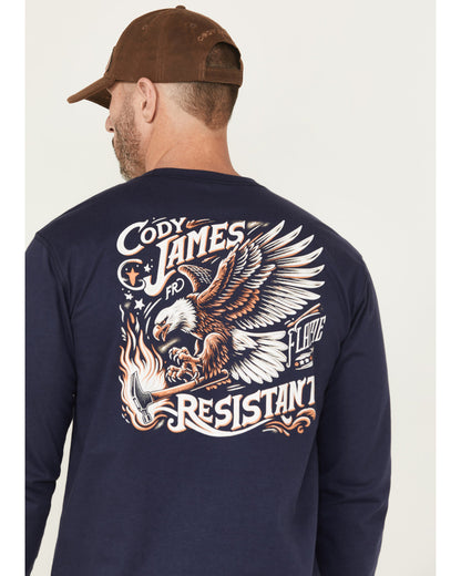 Men's FR Eagle Long Sleeve Graphic Work T-Shirt Navy