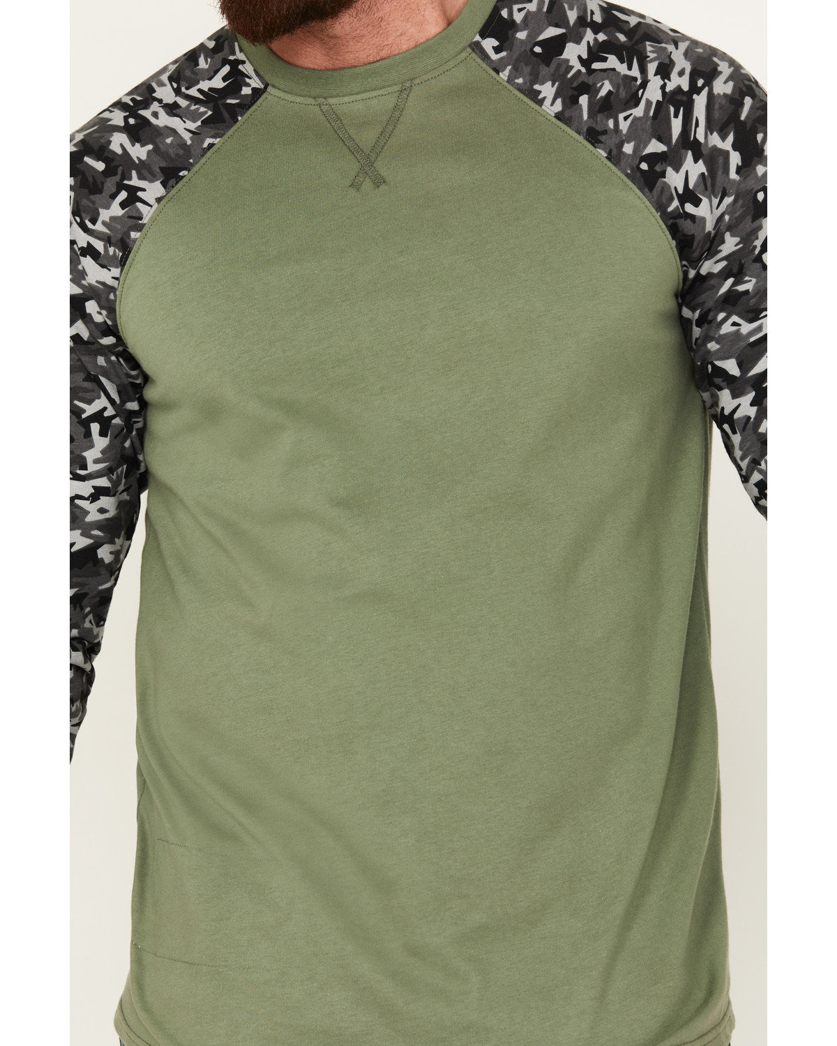Men's FR Color Block Baseball Work T-Shirt Olive
