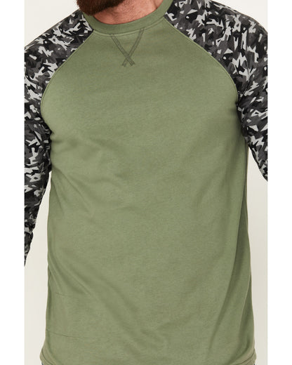 Men's FR Color Block Baseball Work T-Shirt Olive