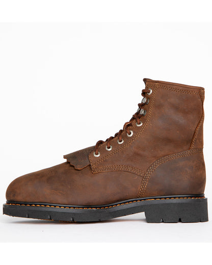 Men's 8" Mustang Lace-Up Kiltie Waterproof Work Boots - Com Brown