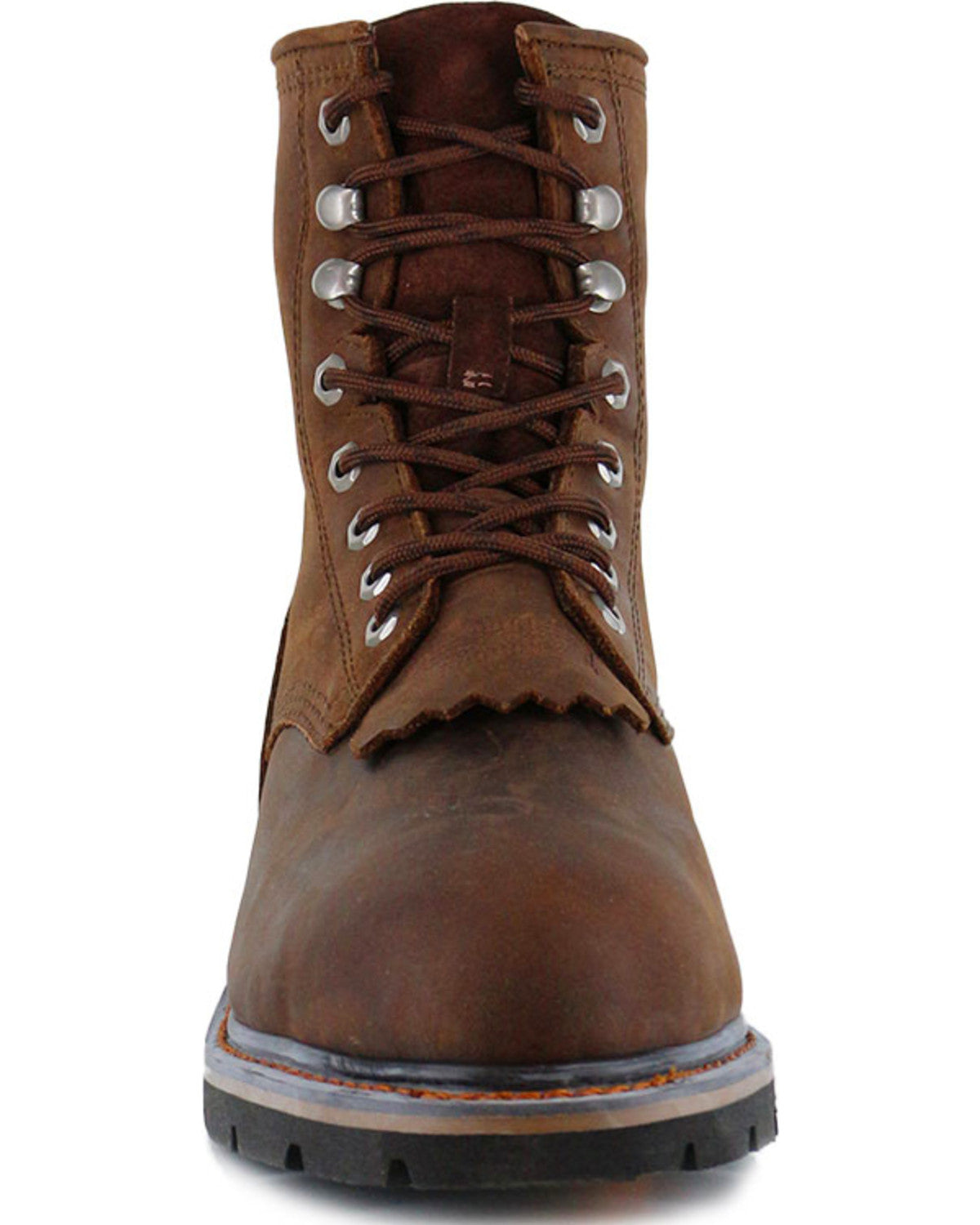 Men's 8" Mustang Lace-Up Kiltie Waterproof Work Boots - Com Brown