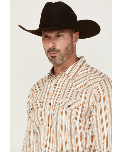 Men's Sierra Southwestern Striped Long Sleeve Snap Western Cream
