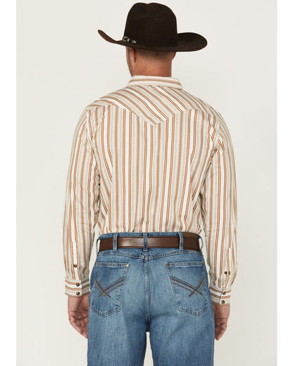 Men's Sierra Southwestern Striped Long Sleeve Snap Western Cream