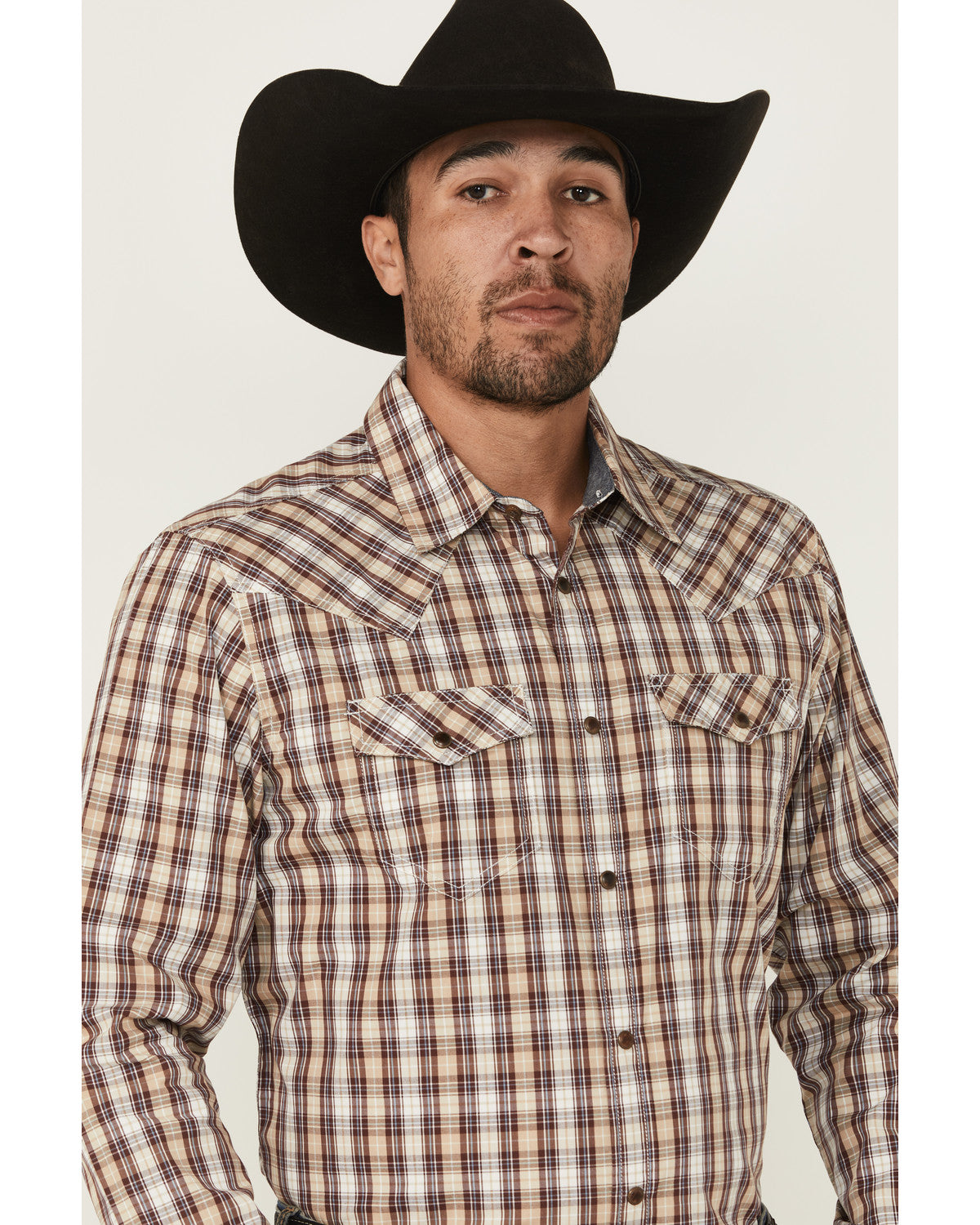 Men's Bradford Plaid Print Long Sleeve Snap Western Shirt Burgundy