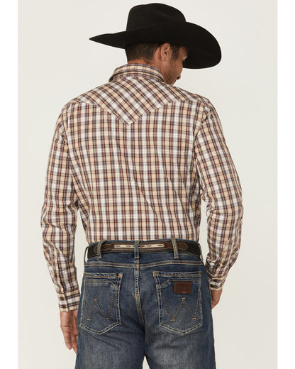 Men's Bradford Plaid Print Long Sleeve Snap Western Shirt Burgundy
