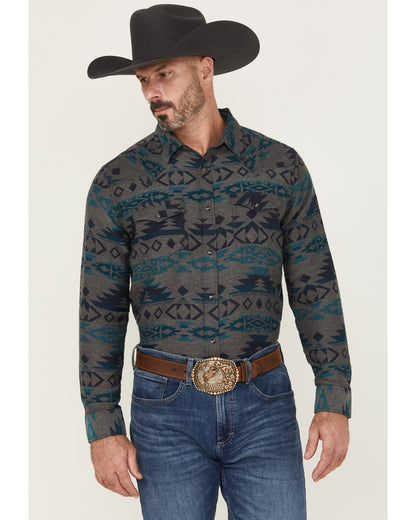 Men's Julian Southwestern Print Long Sleeve Snap Western Sh Grey