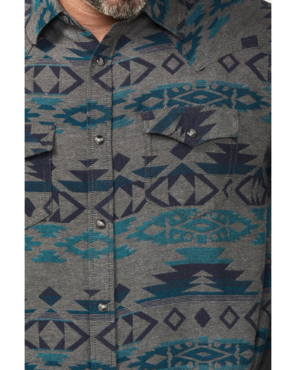 Men's Julian Southwestern Print Long Sleeve Snap Western Sh Grey