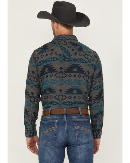 Men's Julian Southwestern Print Long Sleeve Snap Western Sh Grey