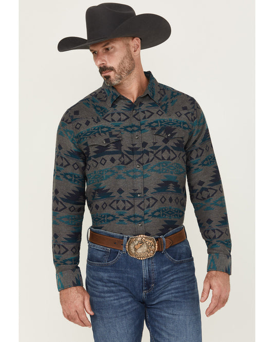 Men's Julian Southwestern Print Long Sleeve Snap Western Sh Grey