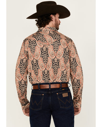 Men's Graysill Medallion Print Long Sleeve Snap Western Shi Black