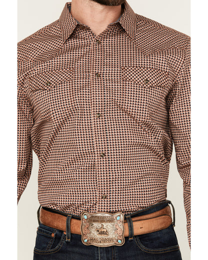 Men's Ramon Plaid Print Long Sleeve Snap Western Shirt Brown
