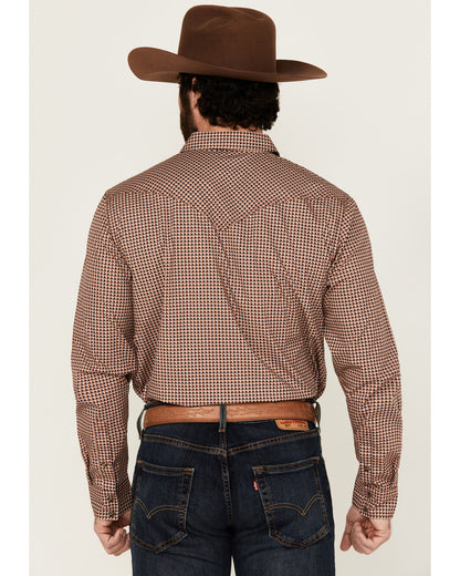 Men's Ramon Plaid Print Long Sleeve Snap Western Shirt Brown