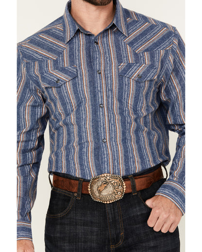 Men's Alpine Southwestern Striped Long Sleeve Pearl Snap We Navy