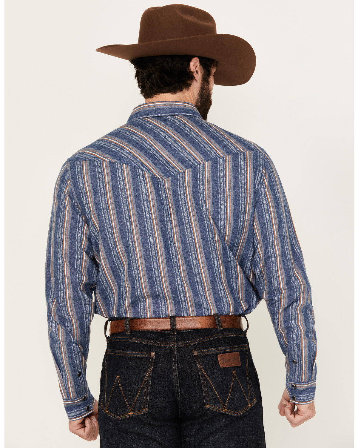 Men's Alpine Southwestern Striped Long Sleeve Pearl Snap We Navy