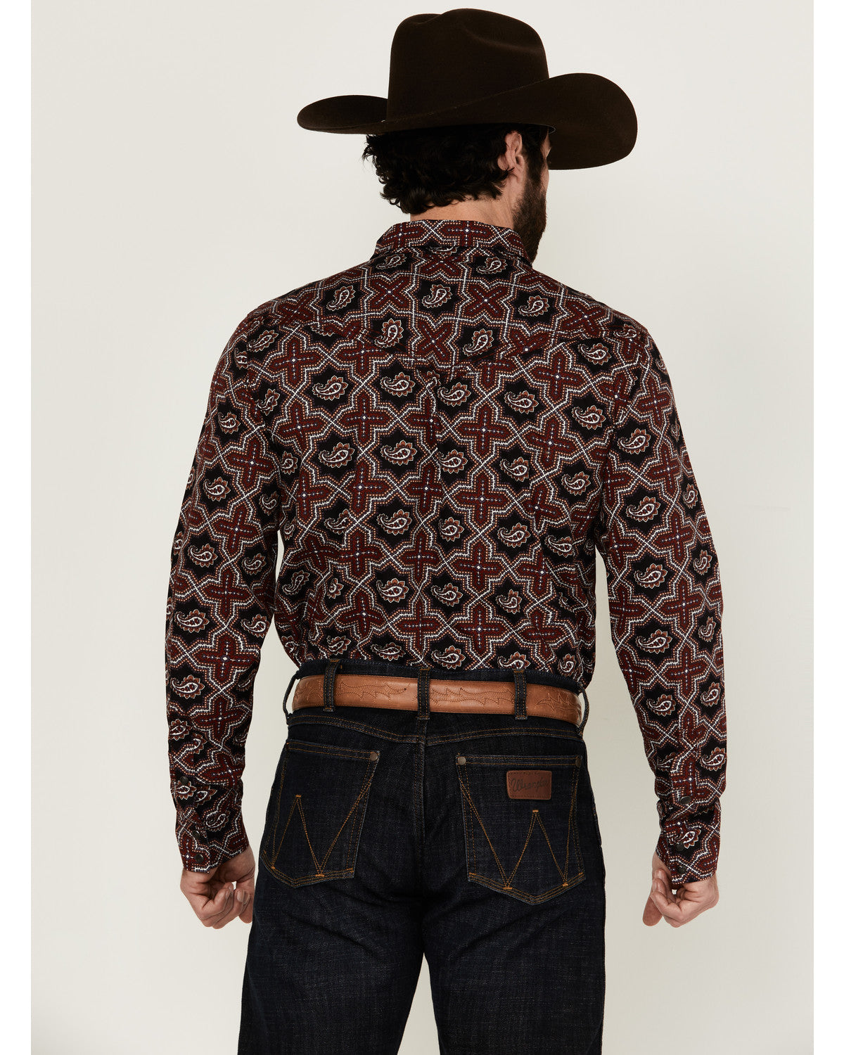 Men's Daybreak Geo Print Long Sleeve Snap Western Shirt Red