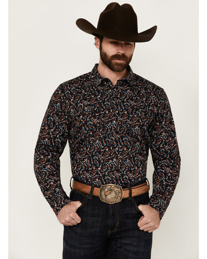 Men's Take Flight Paisley Print Long Sleeve Snap Western Sh Black