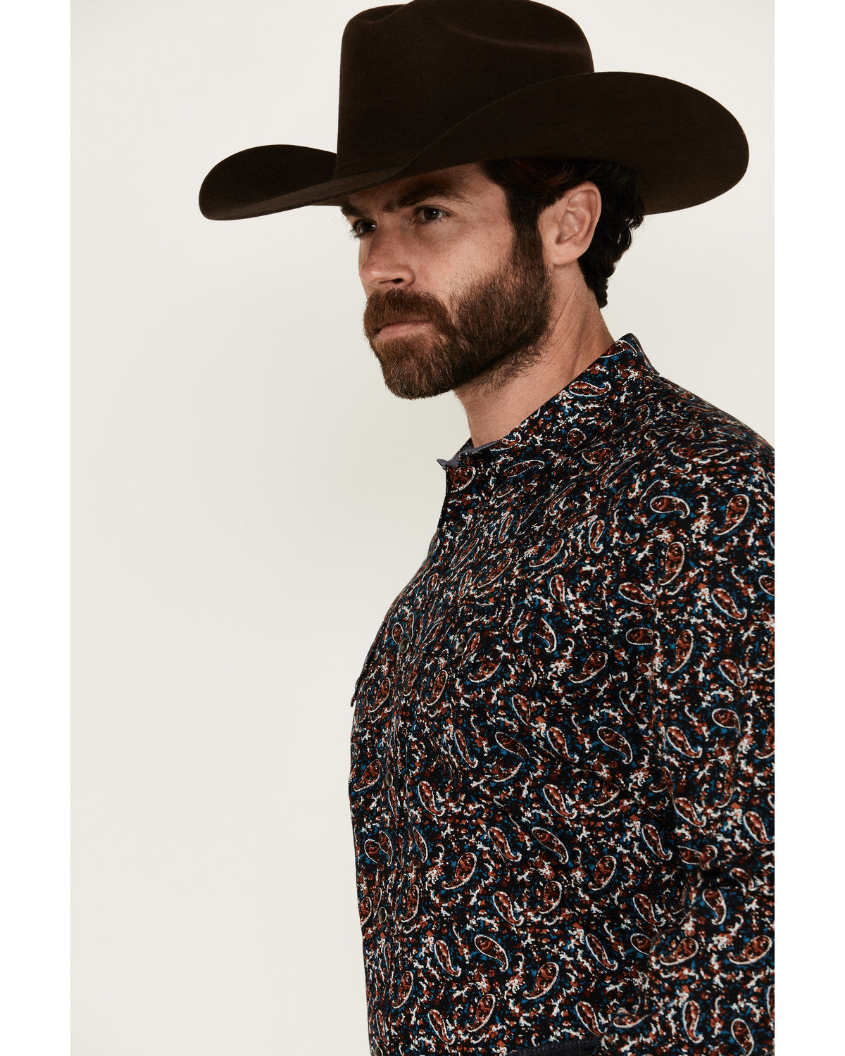 Men's Take Flight Paisley Print Long Sleeve Snap Western Sh Black